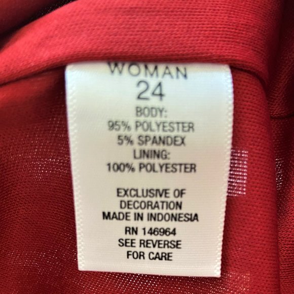 Roz & Ali Women' Plus Size 24 Red Floral  Lace Lined Party Cocktail Dress - Picture 5 of 5